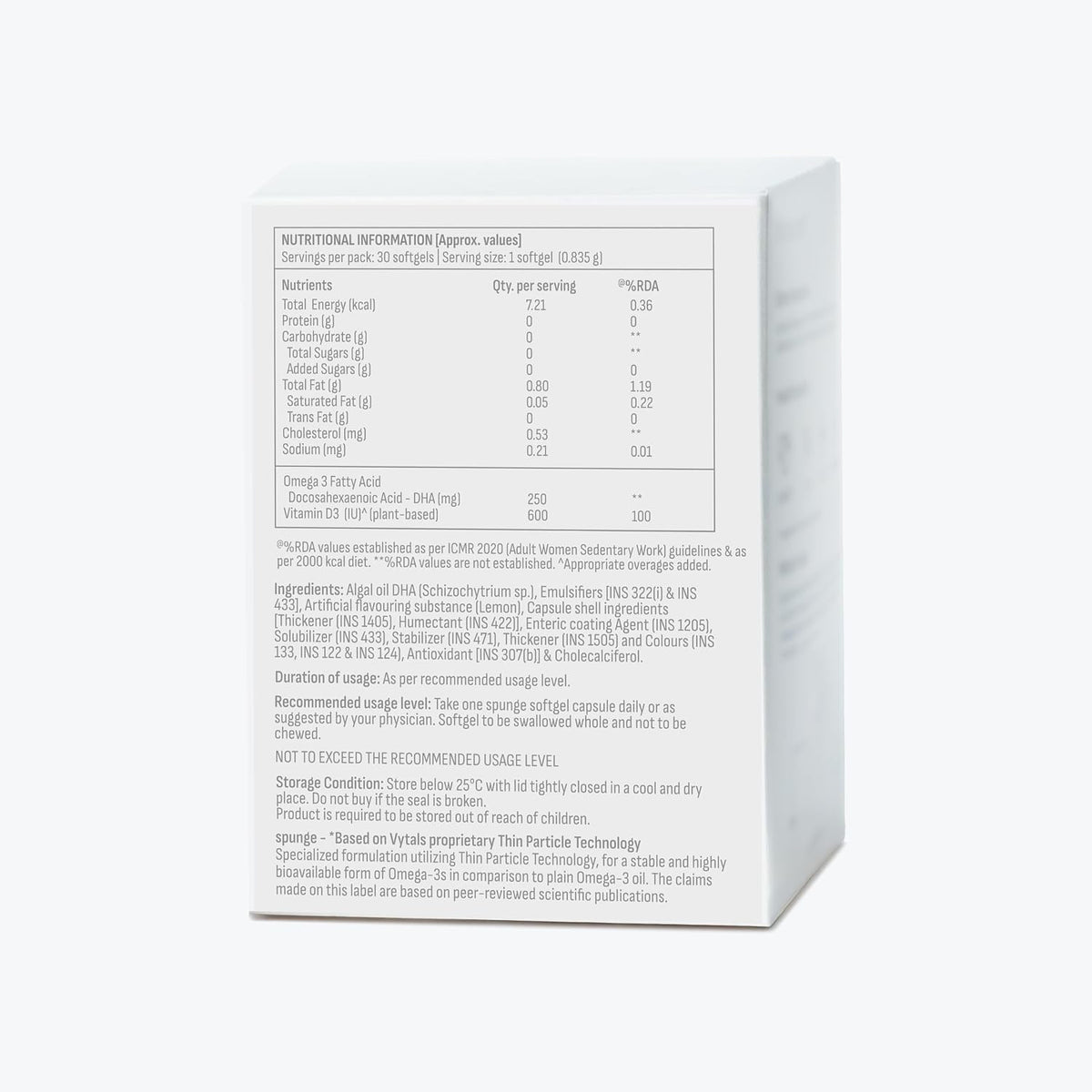 Veg Omega Algal Oil Vitamin D3 Enriched
